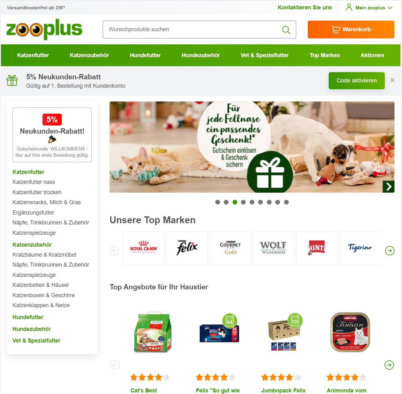 Zooplus.at Startseite